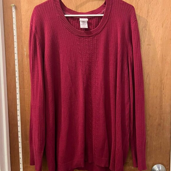 Size 4X(26/28W) - JMS - Dark Pink/Maroon Long Sleeve Sweater - Picture 1 of 7